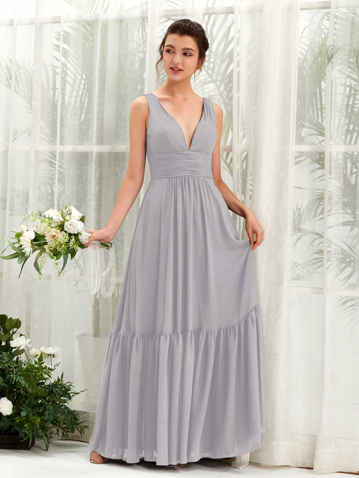 Dove Bridesmaid Dresses Bridesmaid Dress A-line Chiffon Straps Full Length Sleeveless Wedding Party Dress (80223725)