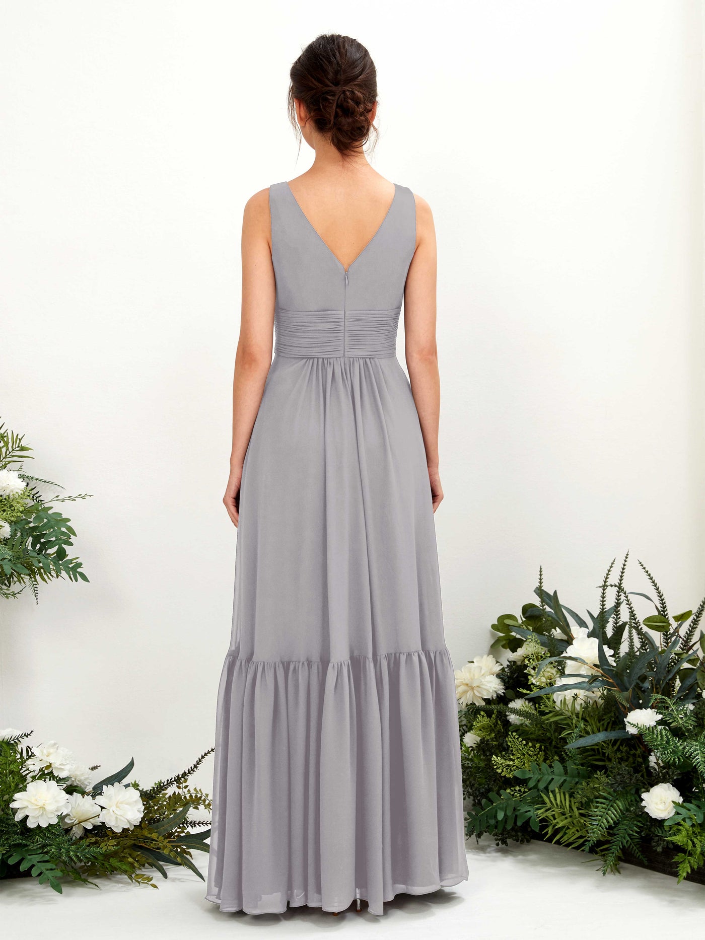 Dove Bridesmaid Dresses Bridesmaid Dress A-line Chiffon Straps Full Length Sleeveless Wedding Party Dress (80223725)#color_dove