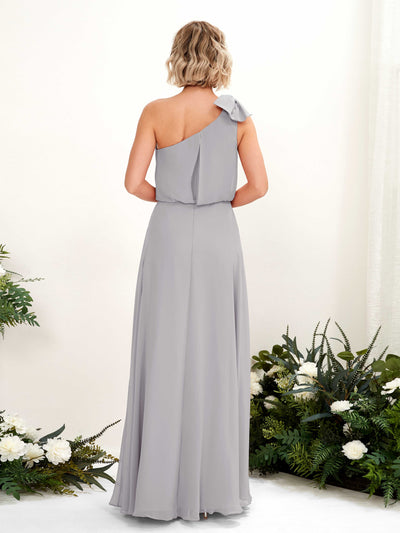 Carlyna Laurel A-Line Dove Bridesmaid Dress Maxi Sleeveless One Shoulder Dress Back View #color_dove