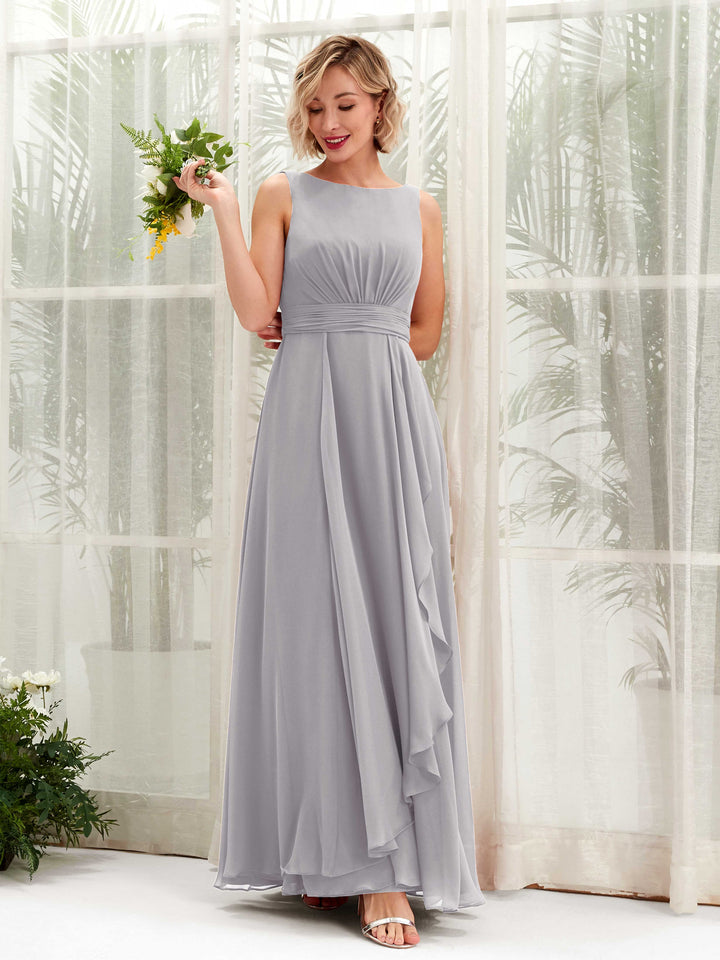 Dove Bridesmaid Dresses Bridesmaid Dress A-line Chiffon Bateau Full Length Sleeveless Wedding Party Dress (81225825)