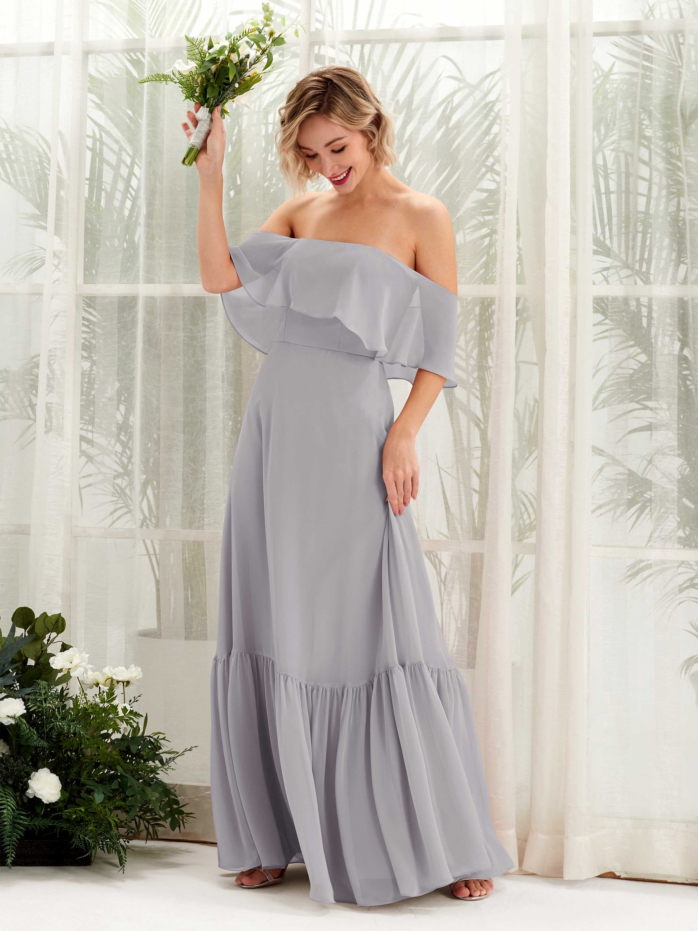 Dusty Blue-Upgrade Chiffon Bridesmaid Dress A-Line Floor-Length