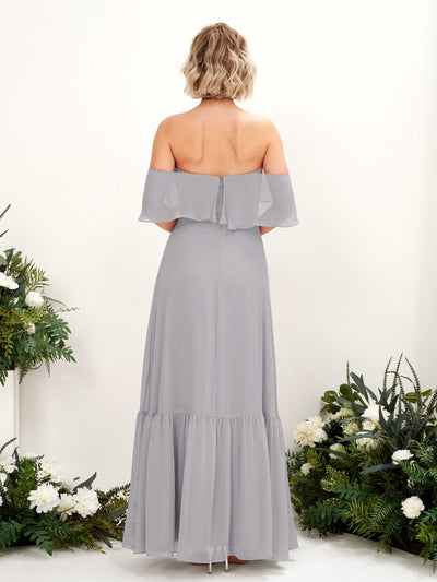 Carlyna Joie A-Line Dove Bridesmaid Dress Maxi Sleeveless Off the Shoulder Dress Back View #color_dove