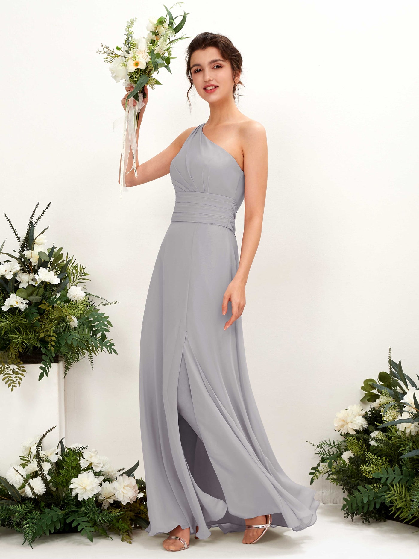 Dove Bridesmaid Dresses Bridesmaid Dress A-line Chiffon One Shoulder Full Length Sleeveless Wedding Party Dress (81224725)#color_dove
