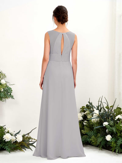 Carlyna Karen A-Line Dove Bridesmaid Dress Maxi Sleeveless V-Neck Dress Back View #color_dove