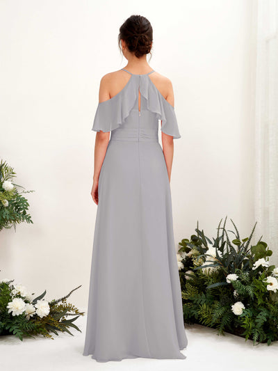 Carlyna Orlane A-Line Dove Bridesmaid Dress Maxi Sleeveless V-Neck Dress Back View #color_dove