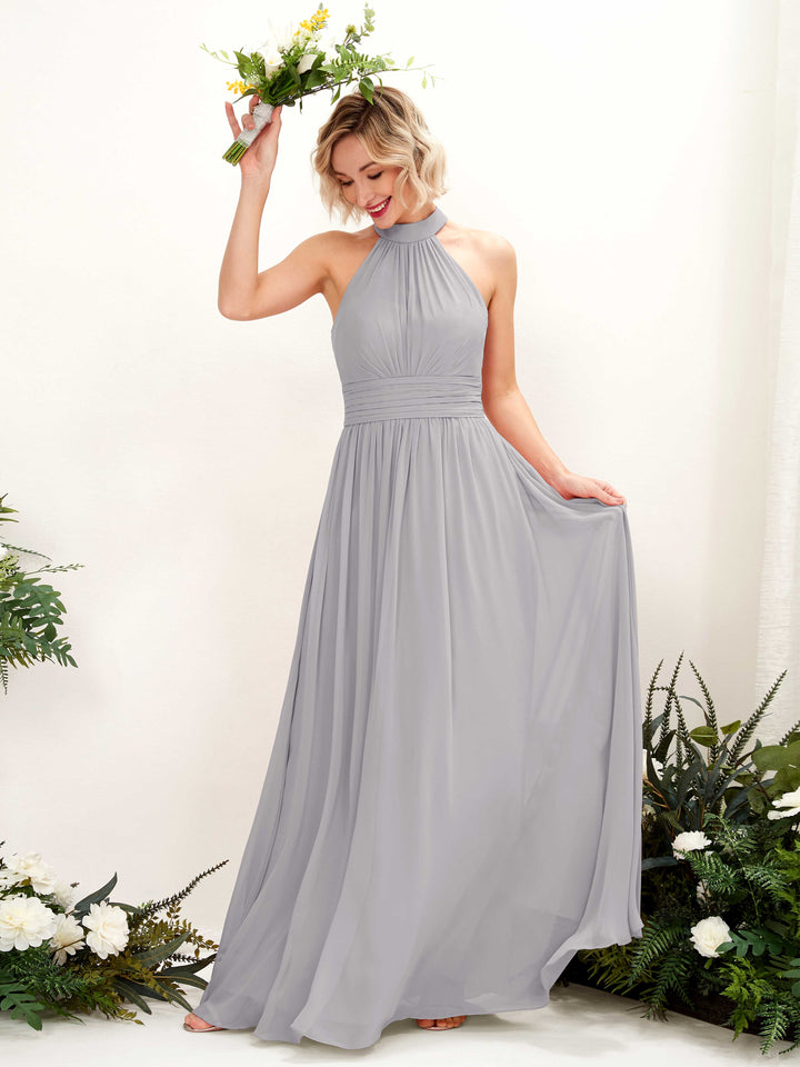 Dove Bridesmaid Dresses Bridesmaid Dress A-line Chiffon Halter Full Length Sleeveless Wedding Party Dress (81225325)