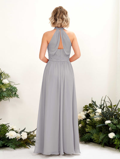 Carlyna Hilda A-Line Dove Bridesmaid Dress Maxi Sleeveless Round Neck Dress Back View #color_dove
