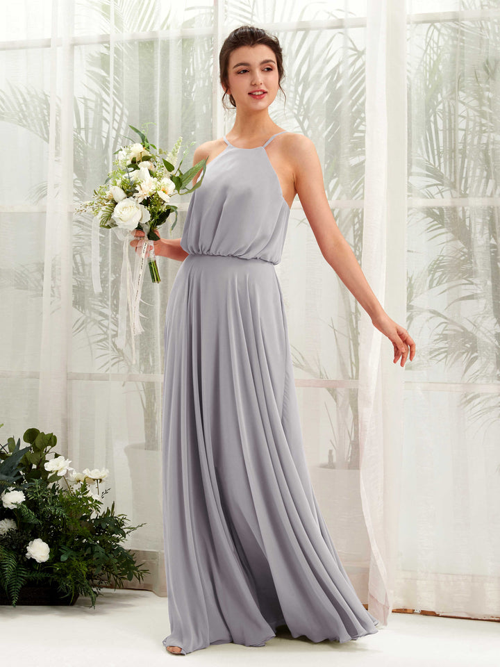 Dove Bridesmaid Dresses Bridesmaid Dress Ball Gown Chiffon Halter Full Length Sleeveless Wedding Party Dress (81223425)