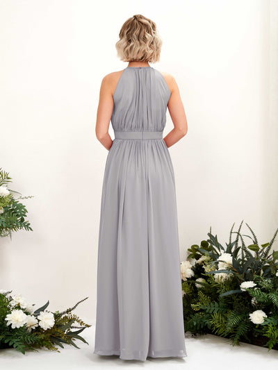 Carlyna Eden A-Line Dove Bridesmaid Dress Maxi Sleeveless Round Neck Dress Back View #color_dove