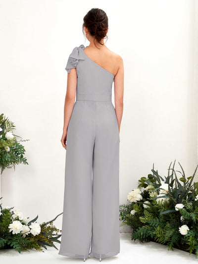 Carlyna Jasmine Jumpsuit Dove Bridesmaid Dress Maxi Sleeveless One Shoulder Dress Back View #color_dove