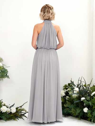 Carlyna Bess A-Line Dove Bridesmaid Dress Maxi Sleeveless Halter Dress Back View #color_dove