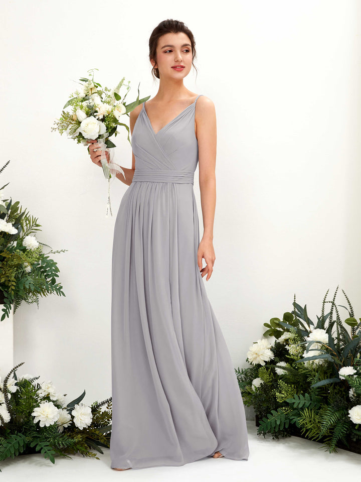 Dove Bridesmaid Dresses Bridesmaid Dress A-line Chiffon Spaghetti-straps Full Length Sleeveless Wedding Party Dress (81223925)