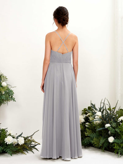 Carlyna Naura A-Line Dove Bridesmaid Dress Maxi Sleeveless V-Neck Dress Back View #color_dove