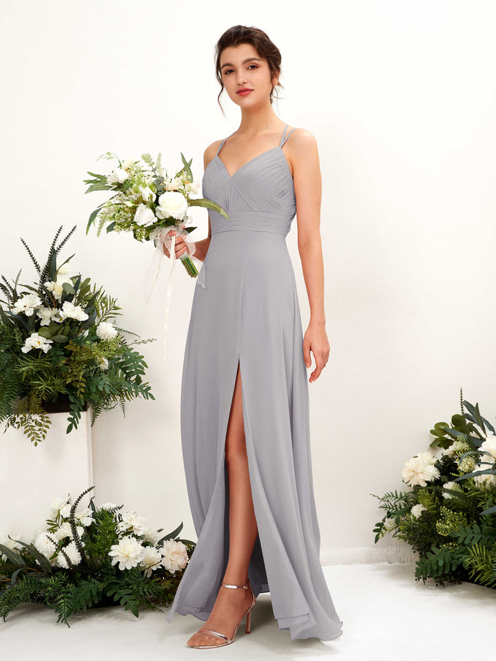 Dove Bridesmaid Dresses Bridesmaid Dress A-line Chiffon Spaghetti-straps Full Length Sleeveless Wedding Party Dress (81225425)