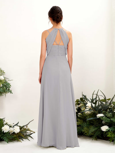 Carlyna Joa A-Line Dove Bridesmaid Dress Maxi Sleeveless V-Neck Dress Back View #color_dove