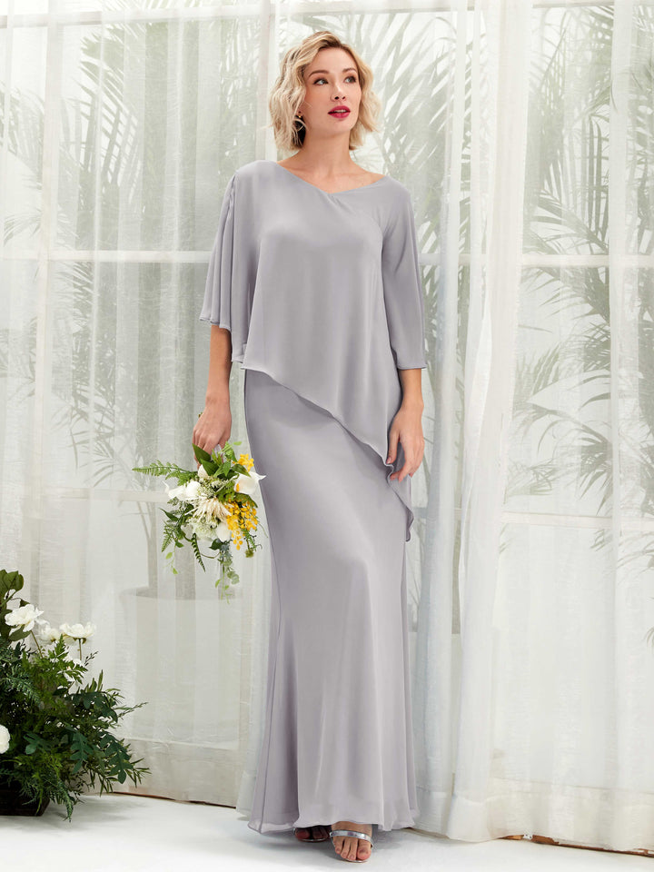 Dove Bridesmaid Dresses Bridesmaid Dress Bohemian Chiffon V-neck Full Length 3/4 Sleeves Wedding Party Dress (81222525)