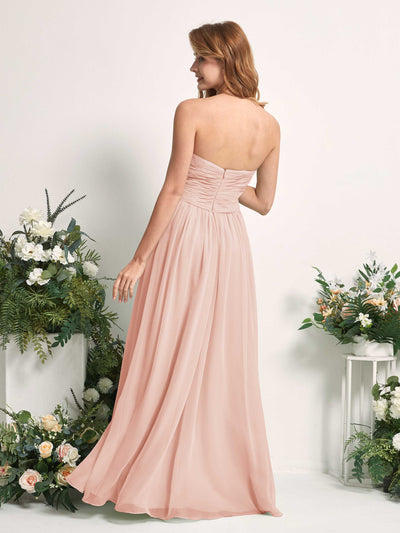 Carlyna Elma A-Line Pearl Pink Bridesmaid Dress Maxi Sleeveless Sweetheart Dress Back View #color_pearl-pink