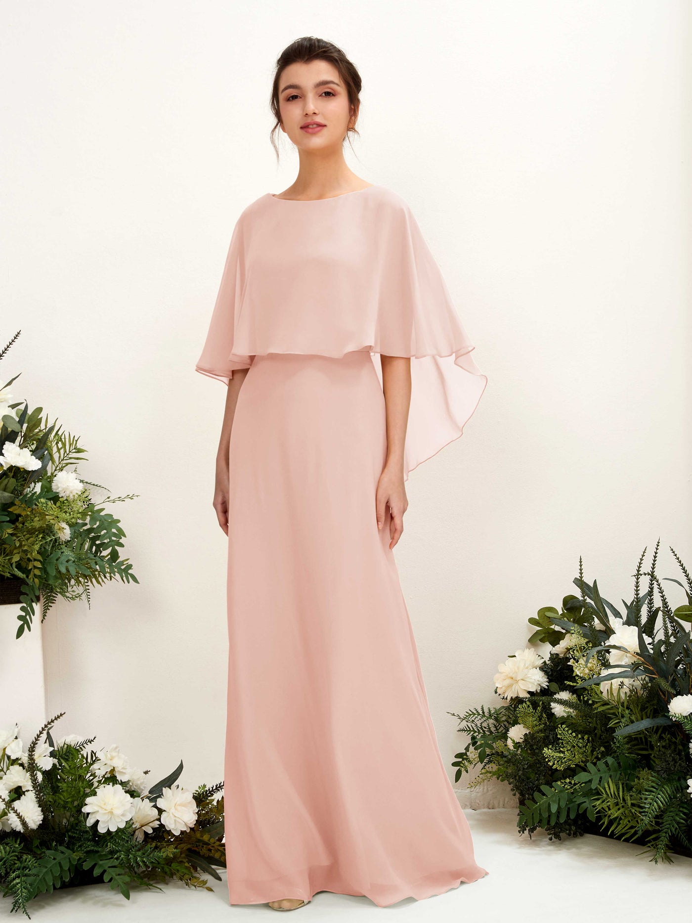 Champagne Chiffon Bridesmaid Dress Sheath Floor-Length | Carlyna Champagne Chiffon Bridesmaid Dress Sheath Floor-Length | Carlyna
