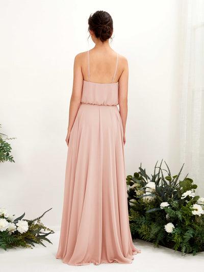 Carlyna Alva A-Line Pearl Pink Bridesmaid Dress Maxi Sleeveless Halter Dress Back View #color_pearl-pink