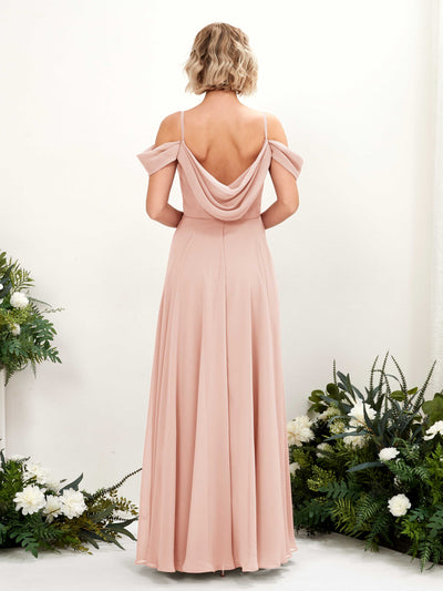 Carlyna Kauku A-Line Pearl Pink Bridesmaid Dress Maxi Sleeveless V-Neck Dress Back View #color_pearl-pink