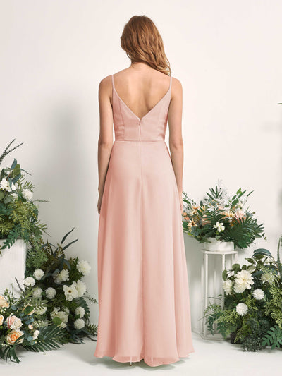 Carlyna Hannah A-Line Pearl Pink Bridesmaid Dress Maxi Sleeveless Sweetheart Dress Back View #color_pearl-pink