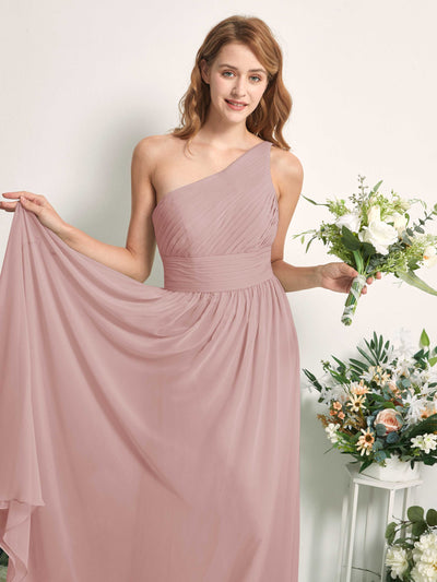 Carlyna Pandora A-Line Dusty Rose Bridesmaid Dress Maxi Sleeveless One Shoulder Dress Side View 2 #color_dusty-rose