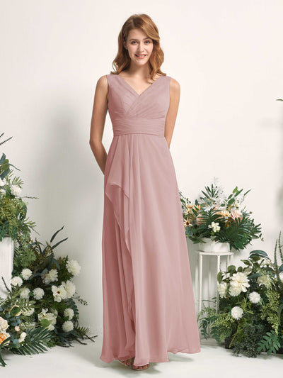 Carlyna Mollie A-Line Dusty Rose Bridesmaid Dress Maxi Sleeveless V-Neck Dress Side View 2 #color_dusty-rose