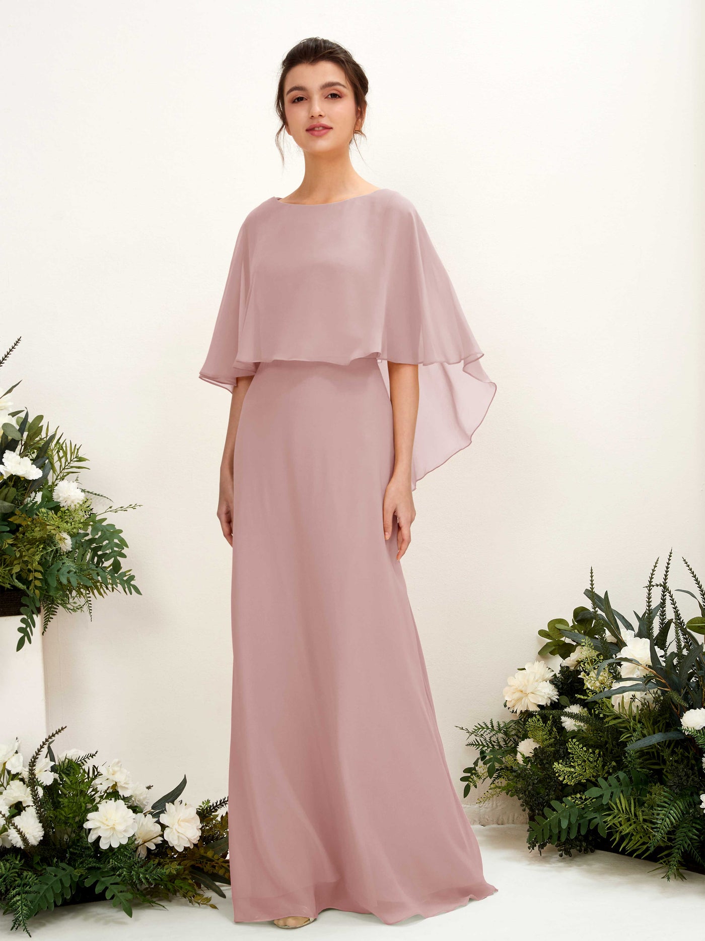 Ballet Pink Chiffon Bridesmaid Dress Sheath Maxi | Carlyna Ballet Pink Chiffon Bridesmaid Dress Sheath Maxi | Carlyna