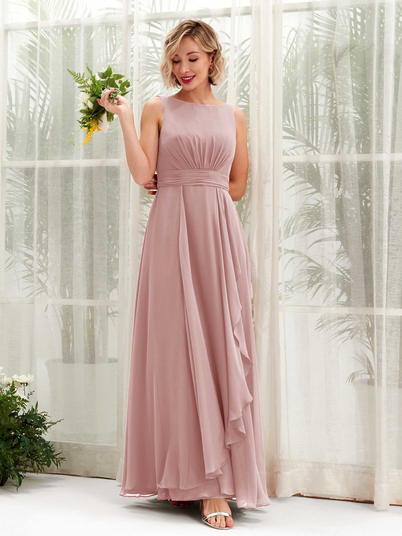 Ballet Pink Chiffon Bridesmaid Dress A-Line Maxi | Carlyna Ballet Pink Chiffon Bridesmaid Dress A-Line Maxi | Carlyna