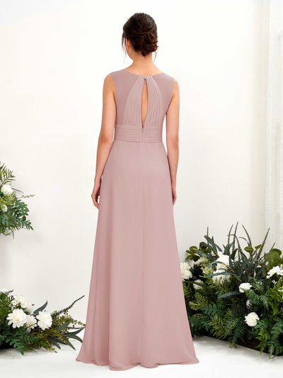Carlyna Karen A-Line Dusty Rose Bridesmaid Dress Maxi Sleeveless V-Neck Dress Back View #color_dusty-rose