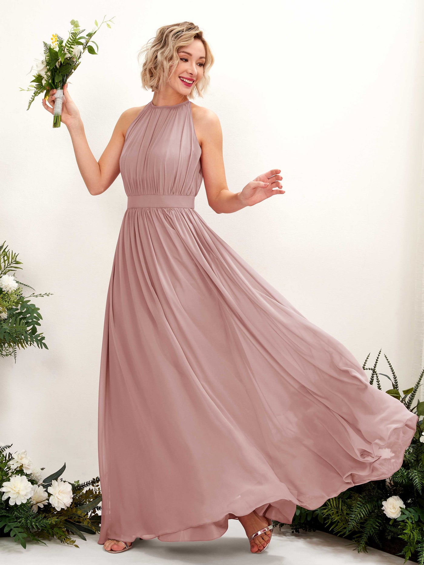 Champagne Chiffon Bridesmaid Dress A-Line Floor-Length | Carlyna Champagne Chiffon Bridesmaid Dress A-Line Floor-Length | Carlyna