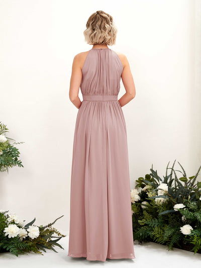 Carlyna Eden A-Line Dusty Rose Bridesmaid Dress Maxi Sleeveless Round Neck Dress Back View #color_dusty-rose