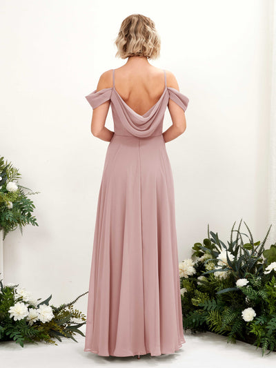 Carlyna Kauku A-Line Dusty Rose Bridesmaid Dress Maxi Sleeveless V-Neck Dress Back View #color_dusty-rose