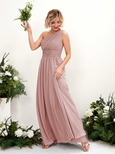 Dusty Rose Bridesmaid Dresses Bridesmaid Dress Ball Gown Chiffon One Shoulder Full Length Sleeveless Wedding Party Dress (81225009)#color_dusty-rose