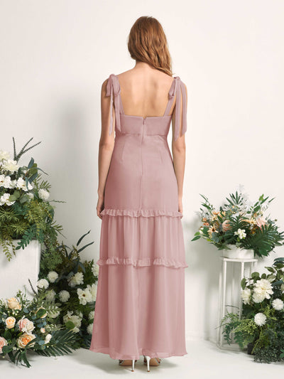 Carlyna Kaiya A-Line Dusty Rose Bridesmaid Dress Maxi Sleeveless Straight Dress Back View #color_dusty-rose