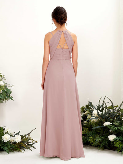 Carlyna Joa A-Line Dusty Rose Bridesmaid Dress Maxi Sleeveless V-Neck Dress Back View #color_dusty-rose