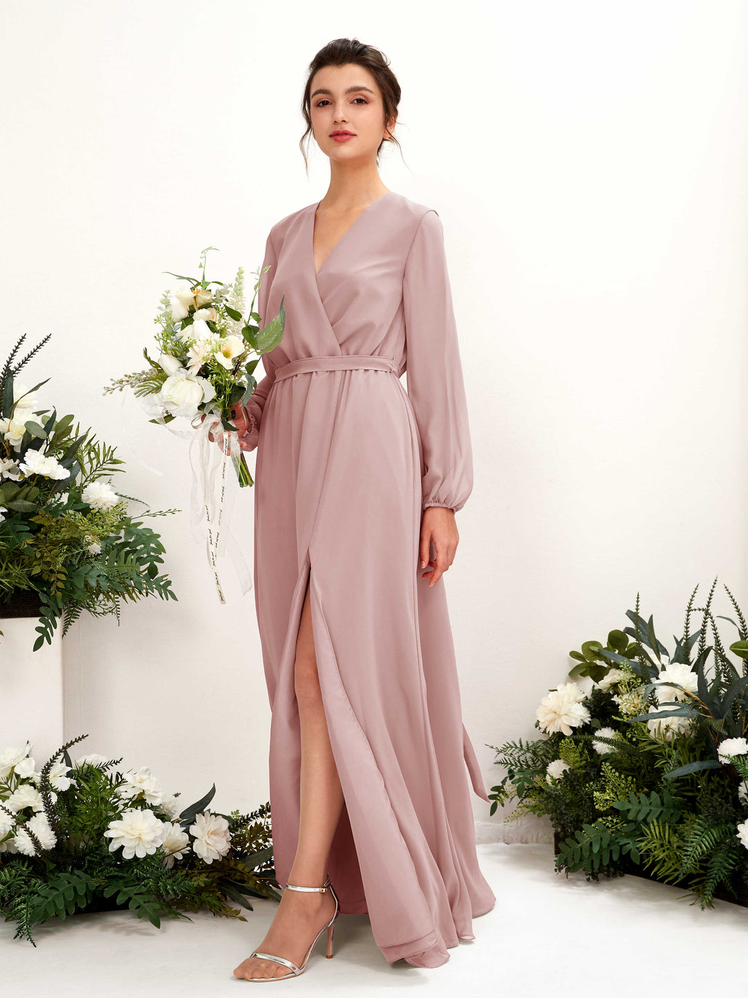 Long Sleeve Dusty Rose Bridesmaid Dresses | Elegant & Timeless | Carlyna Long Sleeve Dusty Rose Bridesmaid Dresses | Elegant & Timeless | Carlyna