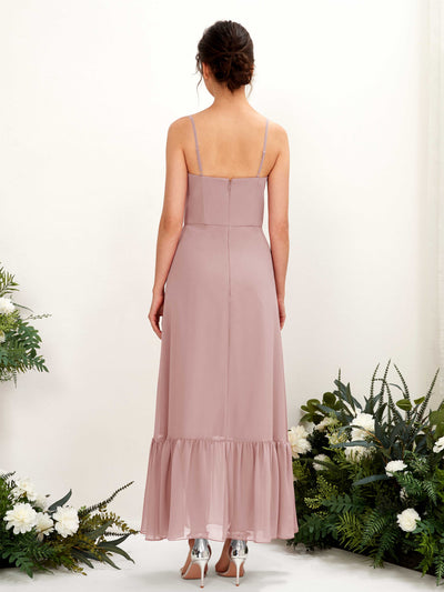 Carlyna Delia Sheath Dusty Rose Bridesmaid Dress Maxi Sleeveless Spaghetti Strap Dress Back View #color_dusty-rose