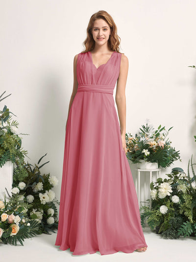 Carlyna Carolyn Convertible Desert Rose Bridesmaid Dress Maxi Sleeveless Sweetheart Dress Side View 3 #color_desert-rose