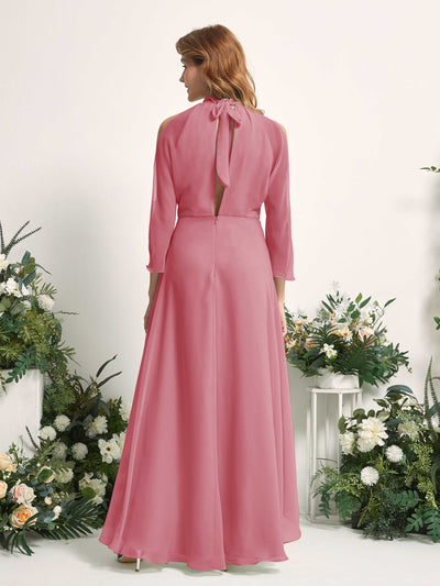 Carlyna Maxine A-Line Desert Rose Bridesmaid Dress Maxi Sleeveless Round Neck Dress Back View #color_desert-rose
