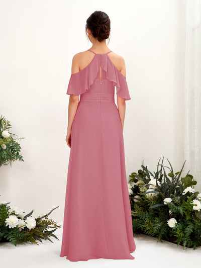 Carlyna Orlane A-Line Desert Rose Bridesmaid Dress Maxi Sleeveless V-Neck Dress Back View #color_desert-rose