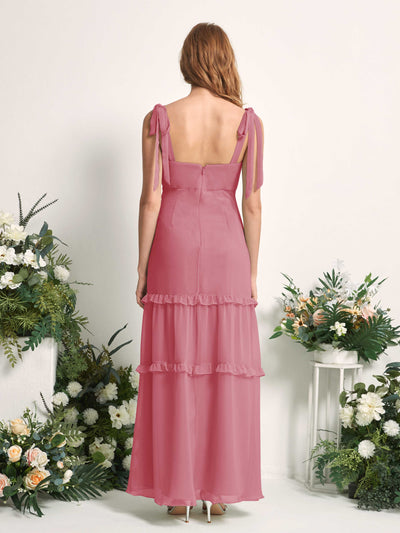 Carlyna Kaiya A-Line Desert Rose Bridesmaid Dress Maxi Sleeveless Straight Dress Back View #color_desert-rose