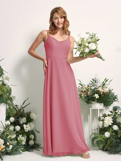 Carlyna Hannah A-Line Desert Rose Bridesmaid Dress Maxi Sleeveless Sweetheart Dress Front View #color_desert-rose