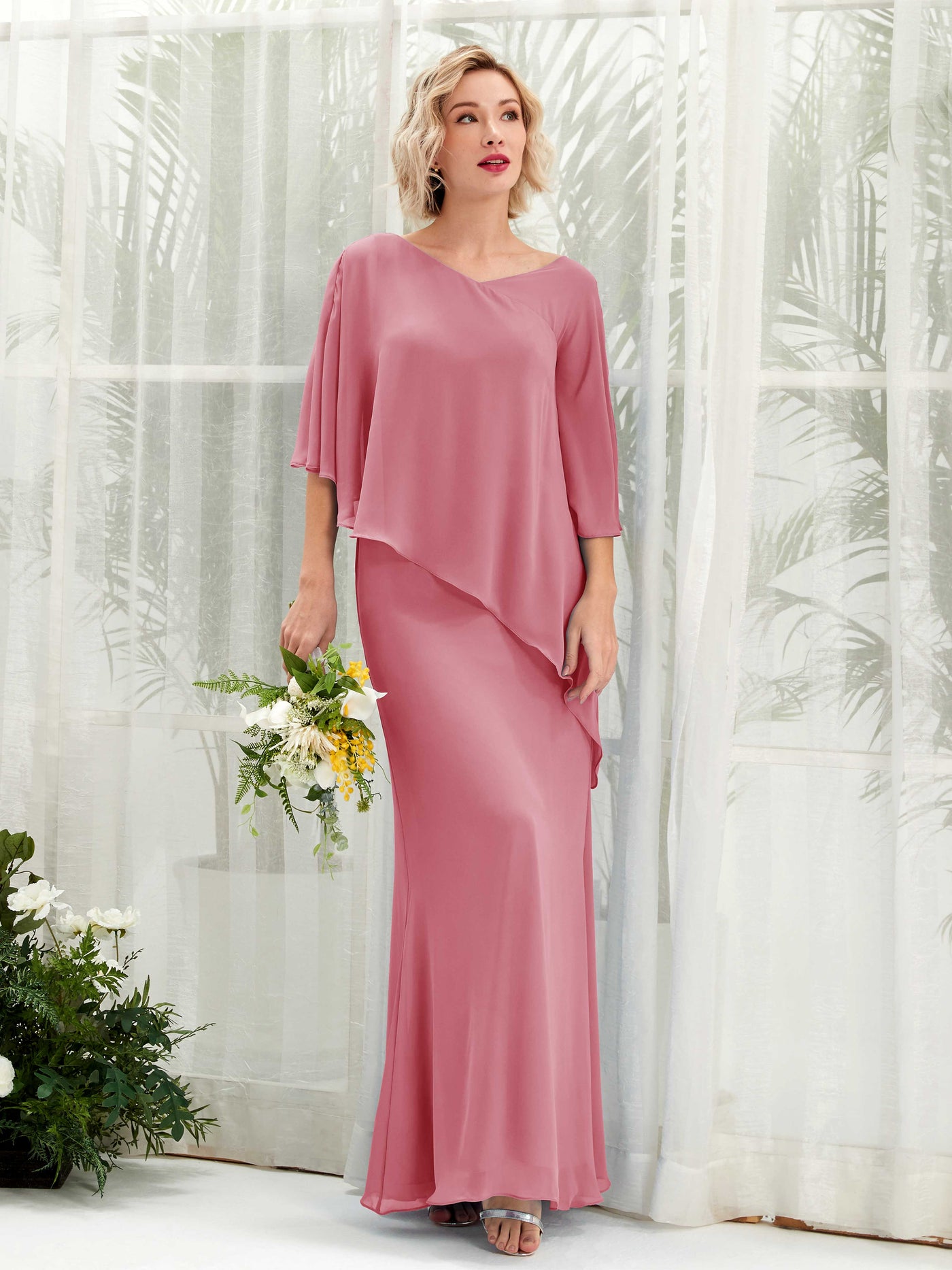 Dove Chiffon Bridesmaid Dress A-Line Maxi V-Neck | Carlyna Dove Chiffon Bridesmaid Dress A-Line Maxi V-Neck | Carlyna
