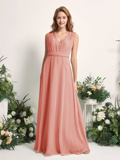 Carlyna Carolyn Convertible Champagne Rose Bridesmaid Dress Maxi Sleeveless Sweetheart Dress Side View 3 #color_champagne-rose