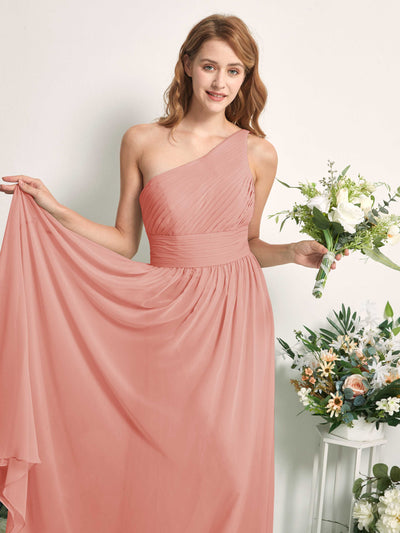 Carlyna Pandora A-Line Champagne Rose Bridesmaid Dress Maxi Sleeveless One Shoulder Dress Side View 2 #color_champagne-rose