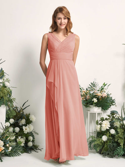 Carlyna Mollie A-Line Champagne Rose Bridesmaid Dress Maxi Sleeveless V-Neck Dress Side View 2 #color_champagne-rose