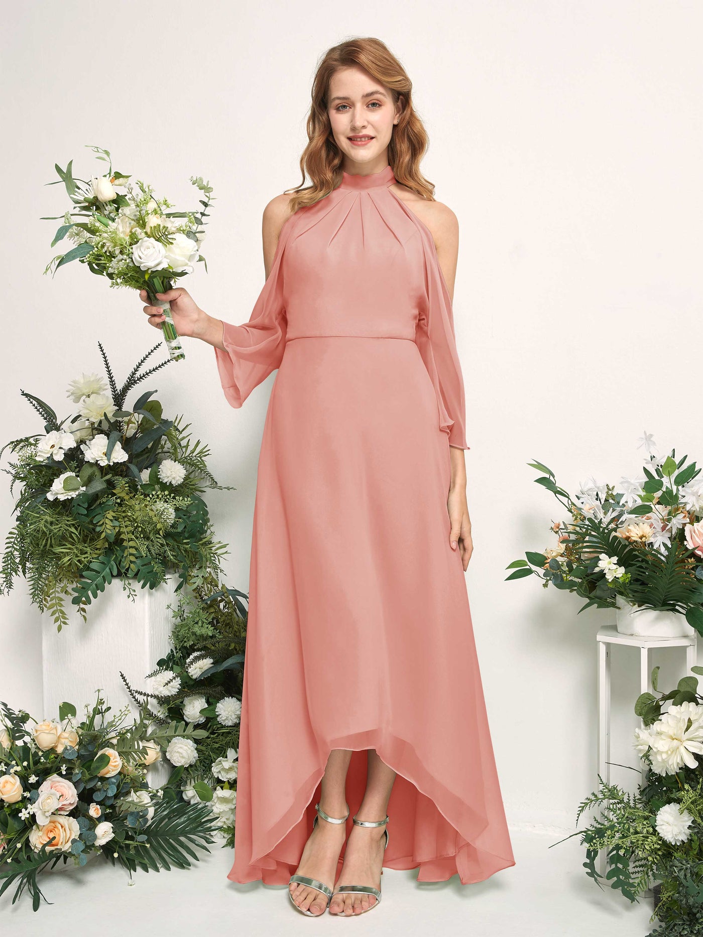 champagne rose bridesmaid dresses Azazie | Thanks for making the perfect Champagne Rose dresses for my bridesmaids! Had so many compliments from people who absolutely LOVED the color