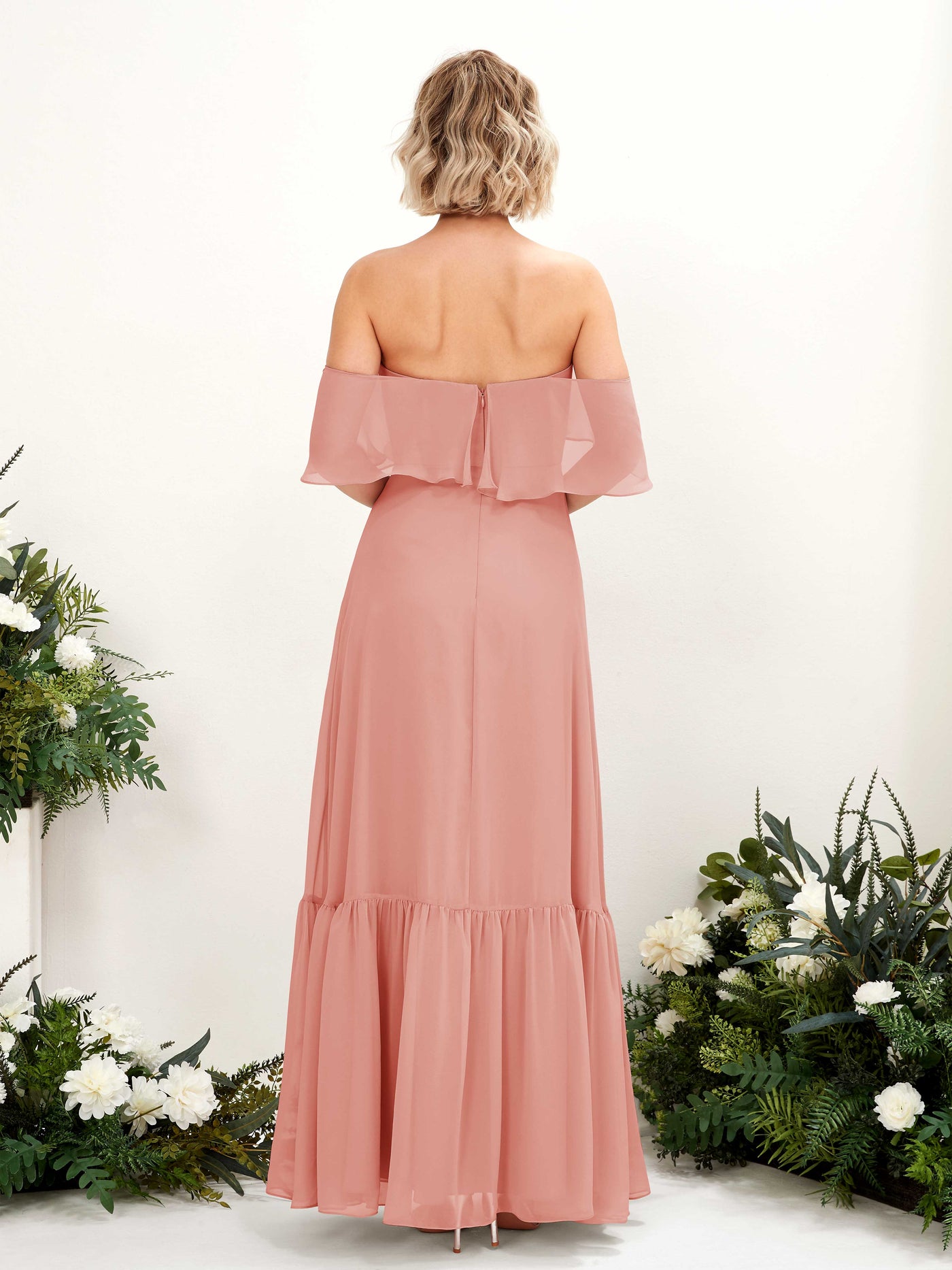 Champagne Rose Bridesmaid Dresses Bridesmaid Dress A-line Chiffon Off Shoulder Full Length Sleeveless Wedding Party Dress (81224506)#color_champagne-rose