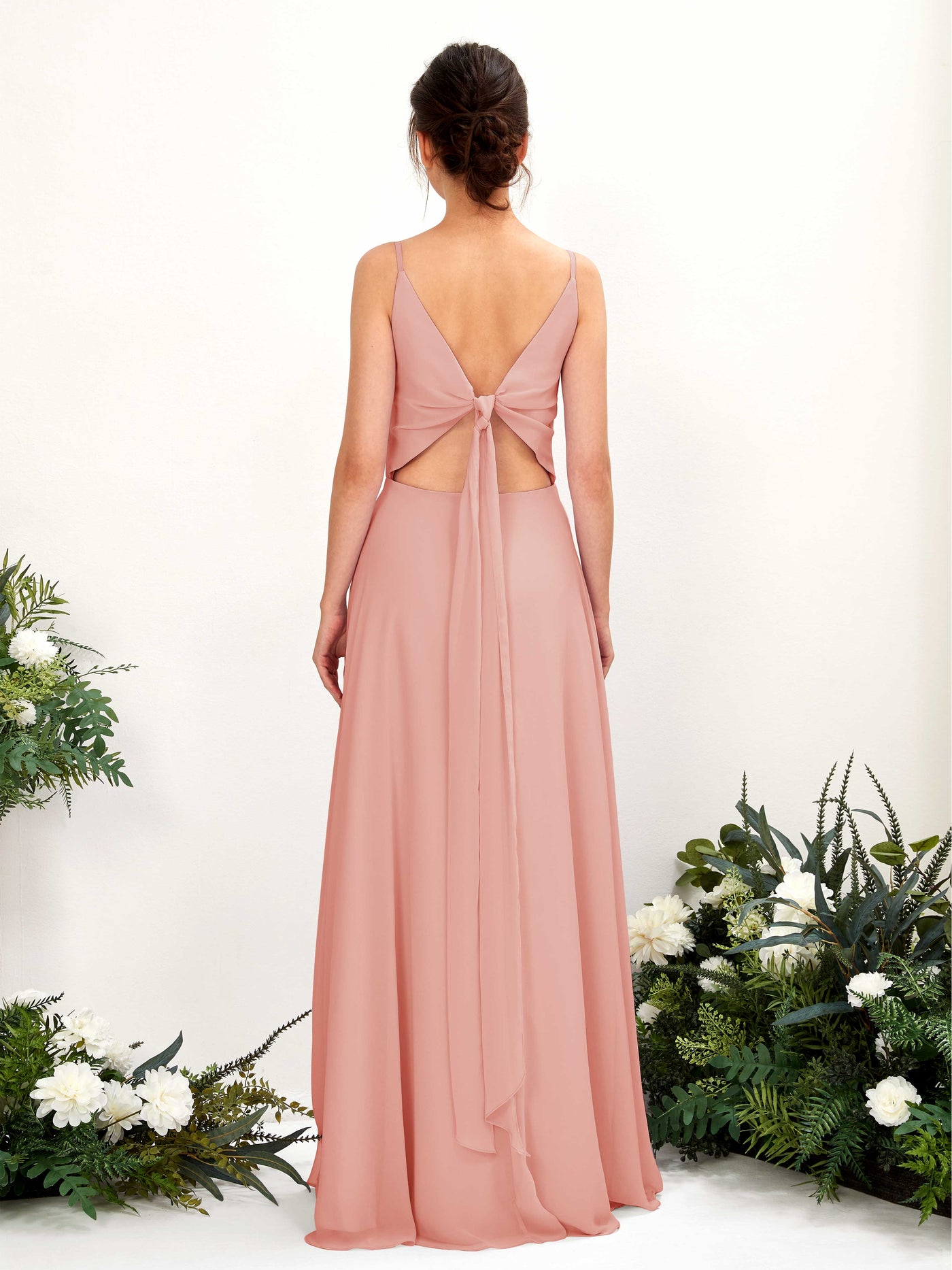 Champagne Rose Bridesmaid Dresses Bridesmaid Dress A-line Chiffon Spaghetti-straps Full Length Sleeveless Wedding Party Dress (81220606)#color_champagne-rose